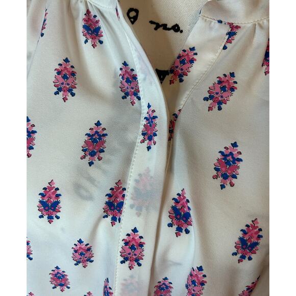 Talbots Women Size X Blouse Blue Pink Floral Shirt Top Light Weight Comfort - Picture 11 of 13